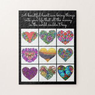Collage of Painted Hearts, mit Zitat Puzzle