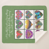 Collage of Painted Hearts (on green), with Quote Sherpadecke (Vorderseite (Horizontal))