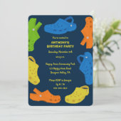 Collage of Plastic Shoes Navy Blue Birthday Party Einladung (Stehend Vorderseite)