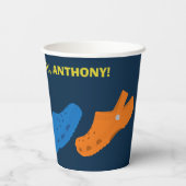 Collage of Plastic Shoes Navy Blue Birthday Party Pappbecher (Rückseite)