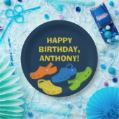 Collage of Plastic Shoes Navy Blue Birthday Party Pappteller (Party)