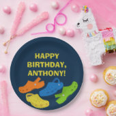 Collage of Plastic Shoes Navy Blue Birthday Party Pappteller (Party)