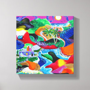 Collage of Puerto Rico Tropical Caribbean Art Leinwanddruck