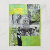 Collage of Random Vintage Faces on Green Postkarte (Vorderseite)