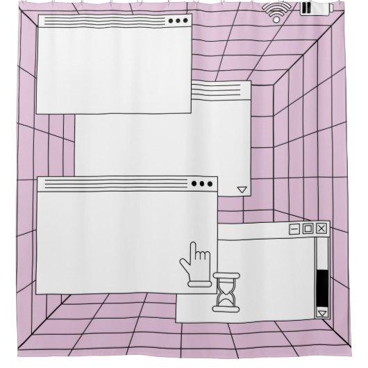Collage of user interface elements. Cyberpunk und  Duschvorhang (Vorderseite)