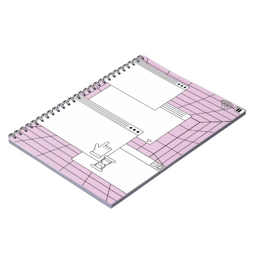 Collage of user interface elements. Cyberpunk und Notizblock (Linke Seite)
