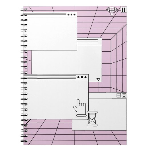 Collage of user interface elements. Cyberpunk und Notizblock (Vorderseite)