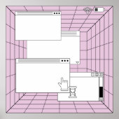 Collage of user interface elements. Cyberpunk und Poster (Vorne)