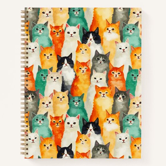 Collage of Watercolor Cats Journal Notizblock (Vorderseite)