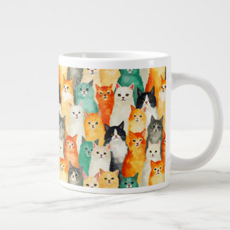 Collage of Watercolor Cats Pattern Jumbo-Tasse