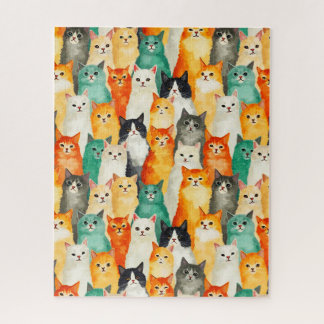 Collage of Watercolor Cats Pattern Puzzle