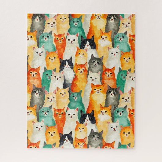 Collage of Watercolor Cats Pattern Puzzle (Vertikal)