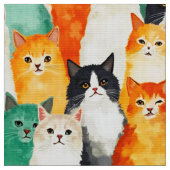 Collage of Watercolor Cats Pattern Stoff (Nahaufnahme)