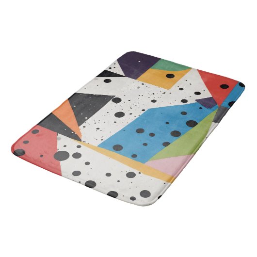 Collage Paper Black Dots Badematte (Schrägansicht)