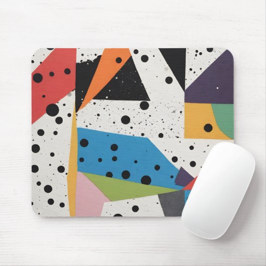 Collage Paper Black Dots Mousepad (Mit Mouse)
