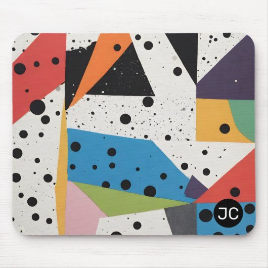 Collage Paper Black Dots Mousepad (Vorne)