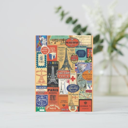 Collage Paris Postkarte (Stehend Vorderseite)