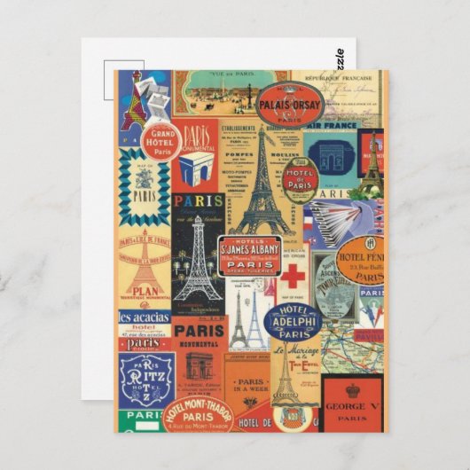 Collage Paris Postkarte (Vorne/Hinten)