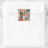 Collage Paris Quadratischer Aufkleber (Tasche)