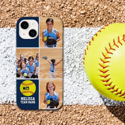 Collage photos Children's Softball Team Blue Case-Mate iPhone Hülle