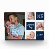Collage Photos First Father's Day Navy blue Fotoblock (Vorderseite)