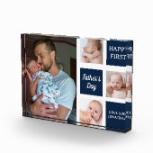 Collage Photos First Father's Day Navy blue Fotoblock (Rechts)