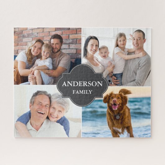 Collage photos with family name multi pictures puzzle (Horizontal)