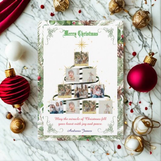 Collage Pine Needle Feiertagspostkarte