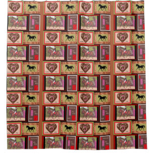 Collage Reiterdressage-Pferdeduschvorhang Duschvorhang