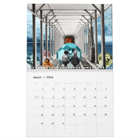 Collage - Retro Fiction Calendar Kalender (Mär 2026)