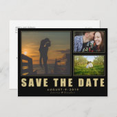 Collage Save the Date 3 Foto Moderne Postkarte (Vorne/Hinten)