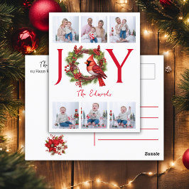 Collage sechs Fotos | Joy Christmas Postcard Postkarte