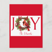 Collage sechs Fotos | Joy Red Christmas Postcard Postkarte (Vorderseite)