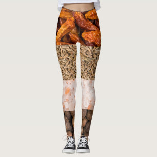 Collage Set von Gewürzen und Lebensmittelzutaten Leggings