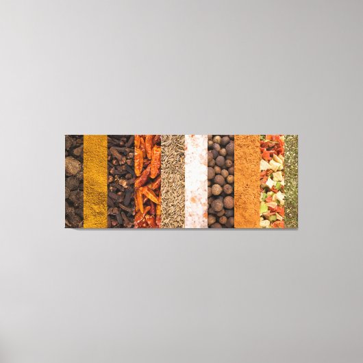 Collage Set von Gewürzen und Lebensmittelzutaten Leinwanddruck (Vorderseite)