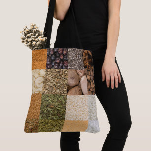 Collage Set von Gewürzen und Lebensmittelzutaten Tasche