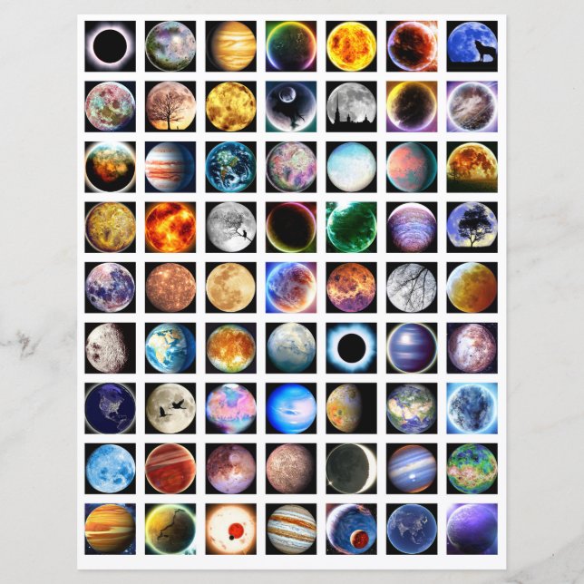 Collage Sheet Weltraum Scrapbook-Elemente (Vorderseite)