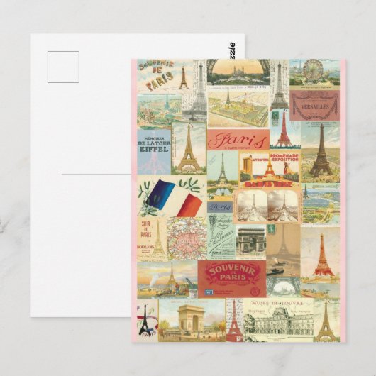 Collage Souvenirs de Paris Postkarte (Vorne/Hinten)