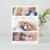 Collage Trendy Script 3 Wedding Engagement Photos (Stehend Vorderseite)