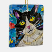 Collage Tuxedo Cat Keramikornament (Rechts)