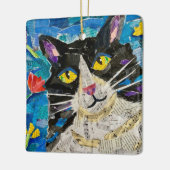 Collage Tuxedo Cat Keramikornament (Links)