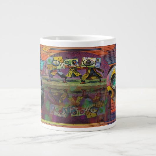 Collage und Farbe Jumbo-Tasse (Vorderseite)
