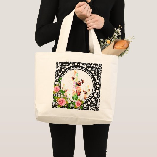 Collage Vintag Jumbo Stoffbeutel (Vorderseite (Produkt))
