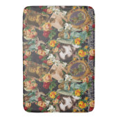 Collage Vintag Retro mit Spitzen und Blume Badematte (Vorderseite Vertikal)