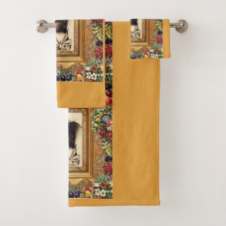 Collage Vintag Retro mit Spitzen und Blume Badhandtuch Set