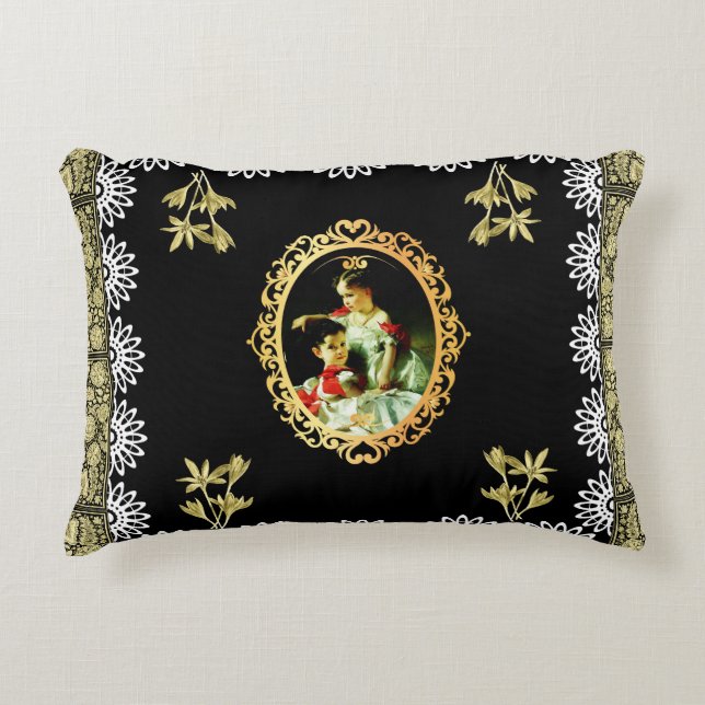 Collage Vintag Retro mit Spitzen und Blume Dekokissen (Vorderseite)