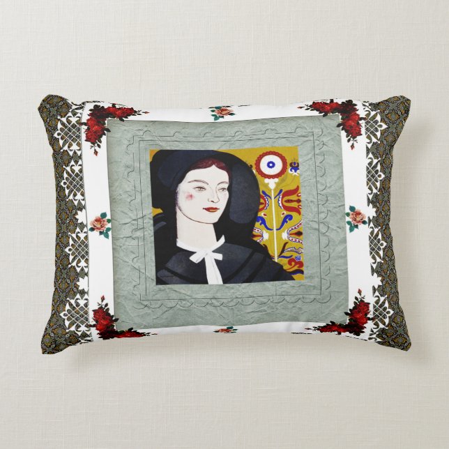 Collage Vintag Retro mit Spitzen und Blume Dekokissen (Vorderseite)