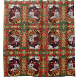 Collage Vintag Retro mit Spitzen und Blume Duschvorhang