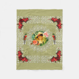 Collage Vintag Retro mit Spitzen und Blume Fleecedecke