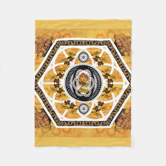 Collage Vintag Retro mit Spitzen und Blume Fleecedecke (Vorderseite)